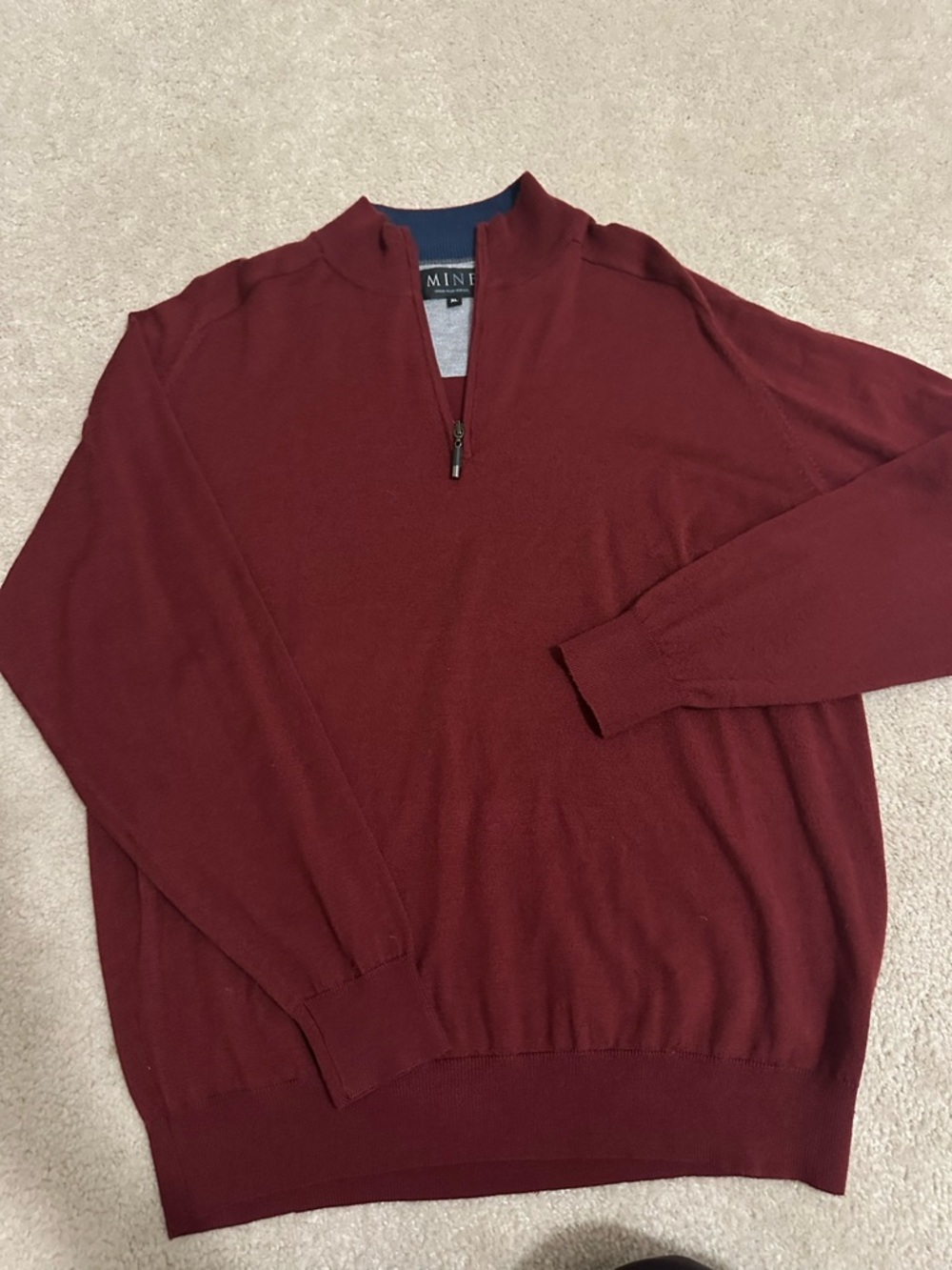 mine Men's Burgundy Half-Zip Sweater